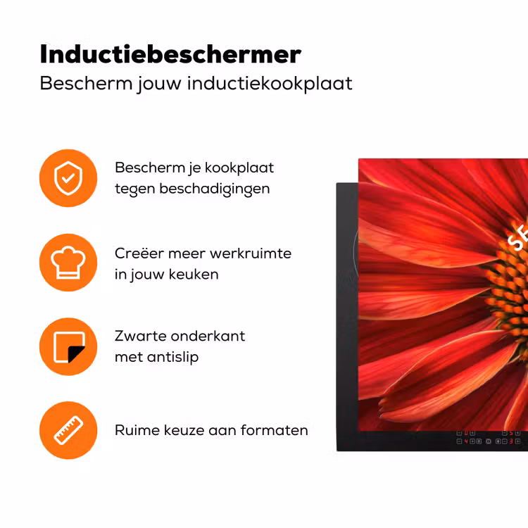 Close up - Bloem - Quote - Rood Inductie beschermer vinyl 3mm klein -zzzzzzz-td-ups