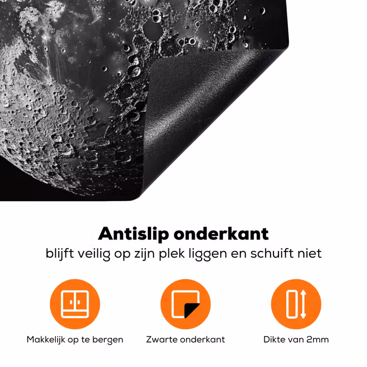 Close-up - Maan - Wit - Textuur Inductie beschermer vinyl 3mm klein -zzzzzzz-td-onderkant
