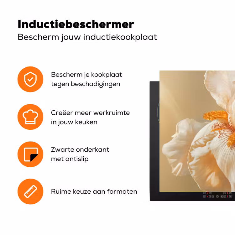 Close up - Oranje - Iris Inductie beschermer vinyl 3mm klein -zzzzzzz-td-ups