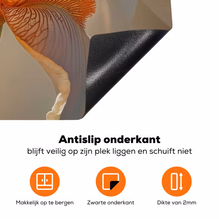 Close up - Oranje - Iris Inductie beschermer vinyl 3mm klein -zzzzzzz-td-onderkant