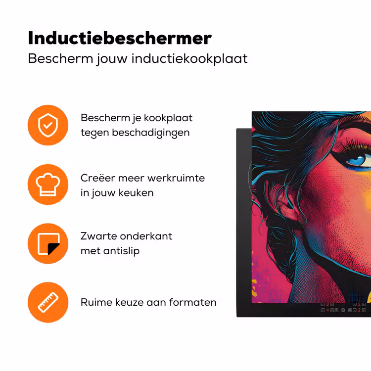 Close-up - Vrouwengezicht - Stippen - Geel Inductie beschermer vinyl 3mm klein -zzzzzzz-td-ups