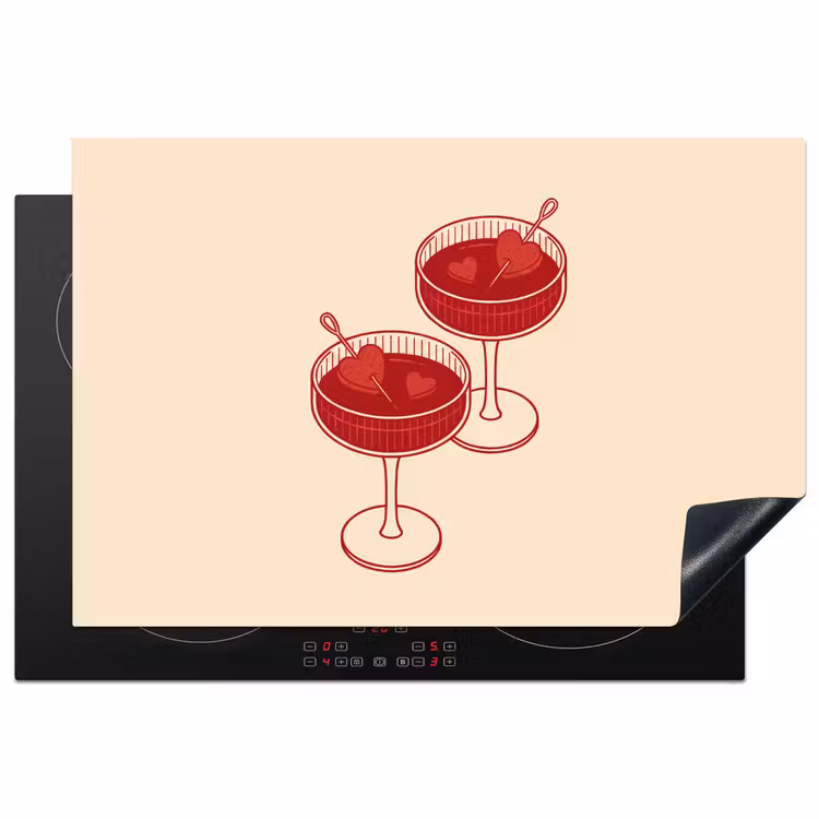 Cocktail - Hartjes - Liefde - Illustratie - Rood Inductie beschermer vinyl 3mm klein -3d
