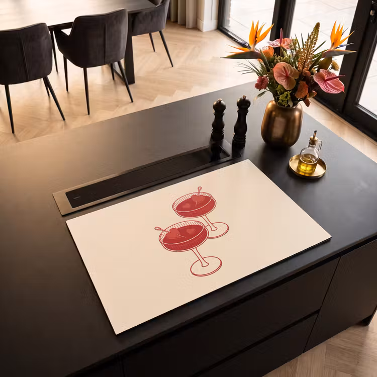 Cocktail - Hartjes - Liefde - Illustratie - Rood Inductie beschermer vinyl 3mm klein -sfeer5