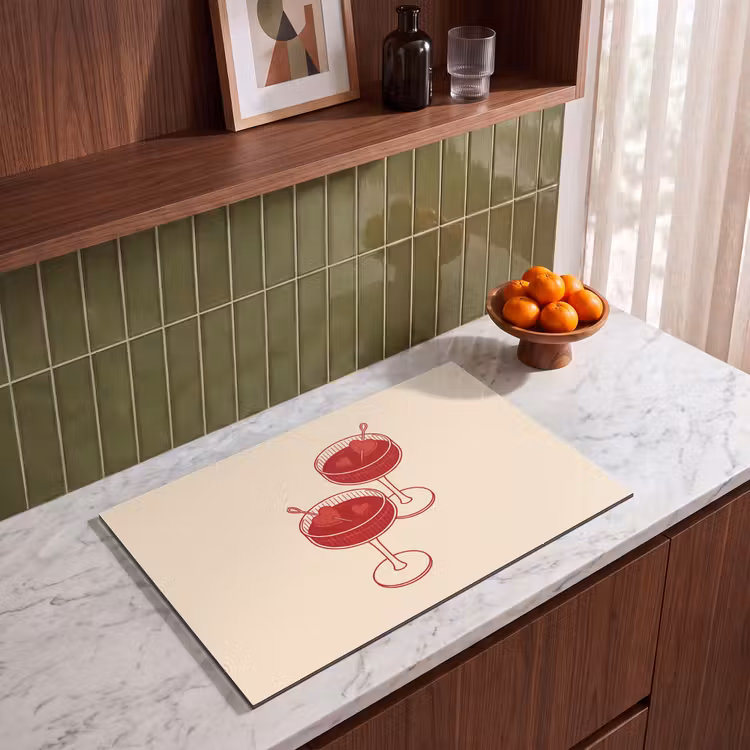 Cocktail - Hartjes - Liefde - Illustratie - Rood Inductie beschermer vinyl 3mm klein -sfeer8