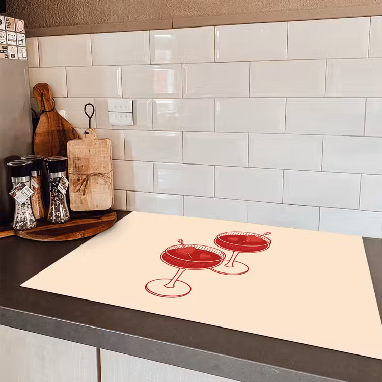 Cocktail - Hartjes - Liefde - Illustratie - Rood Inductie beschermer vinyl 3mm klein -sfeer3