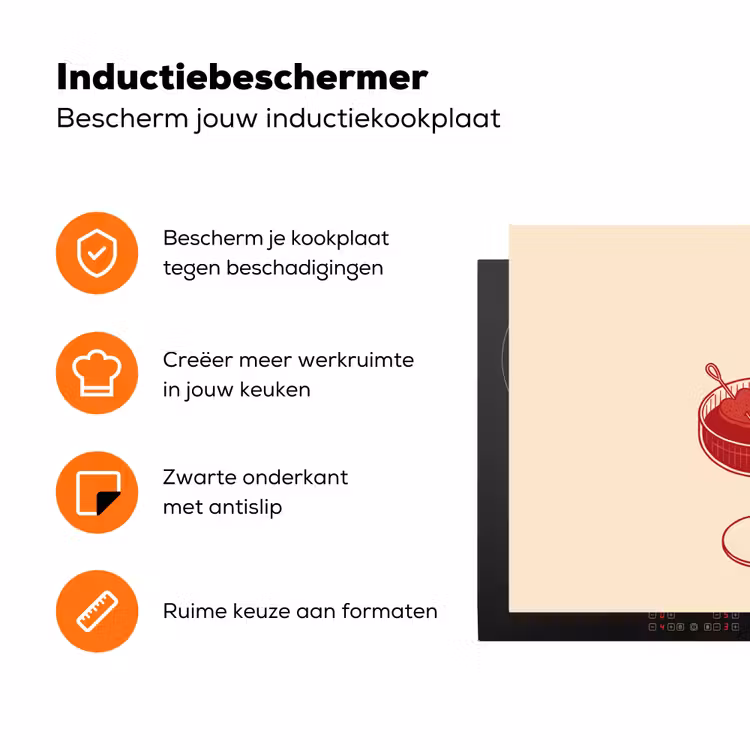 Cocktail - Hartjes - Liefde - Illustratie - Rood Inductie beschermer vinyl 3mm klein -zzzzzzz-td-ups