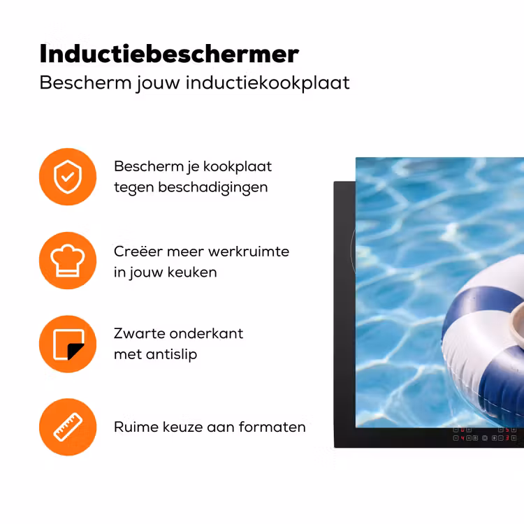 Cocktail - Zwembad - Zomer - Blauw Inductie beschermer vinyl 3mm klein -zzzzzzz-td-ups