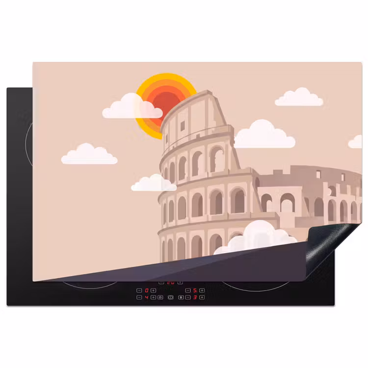 Colosseum - Zonsopgang - Rome - Architectuur - Beige Inductie beschermer vinyl 3mm klein -3d