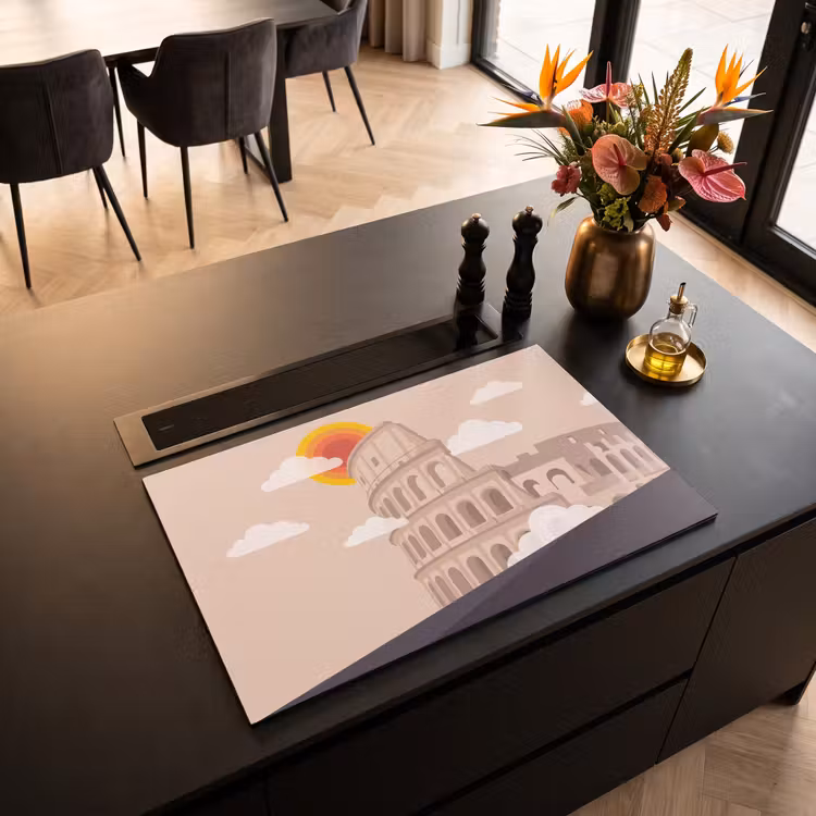 Colosseum - Zonsopgang - Rome - Architectuur - Beige Inductie beschermer vinyl 3mm klein -sfeer5