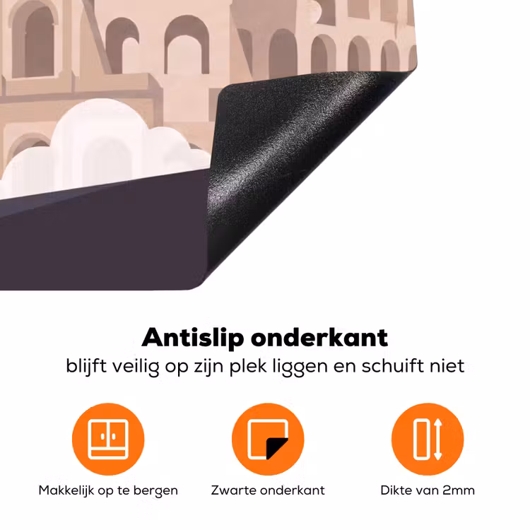 Colosseum - Zonsopgang - Rome - Architectuur - Beige Inductie beschermer vinyl 3mm klein -zzzzzzz-td-onderkant