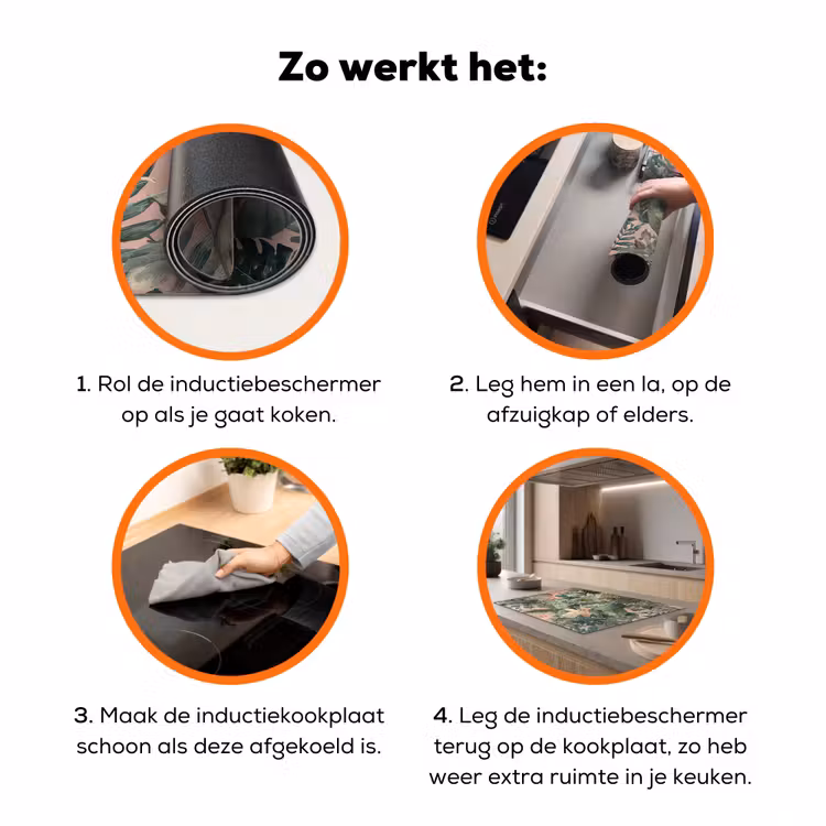 Compositie van bladeren - Groen - Roze Inductie beschermer vinyl 3mm klein -zzzzzzz-td-werking