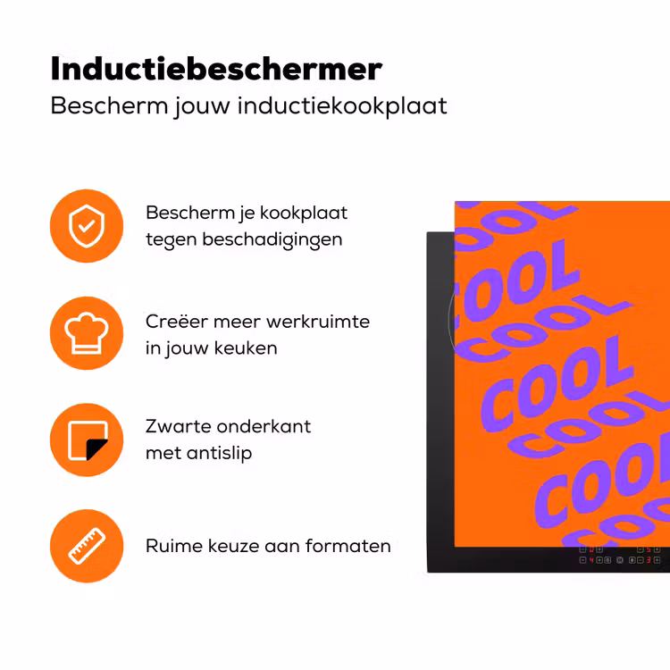 Cool - Paars - Oranje Inductie beschermer vinyl 3mm klein -zzzzzzz-td-ups