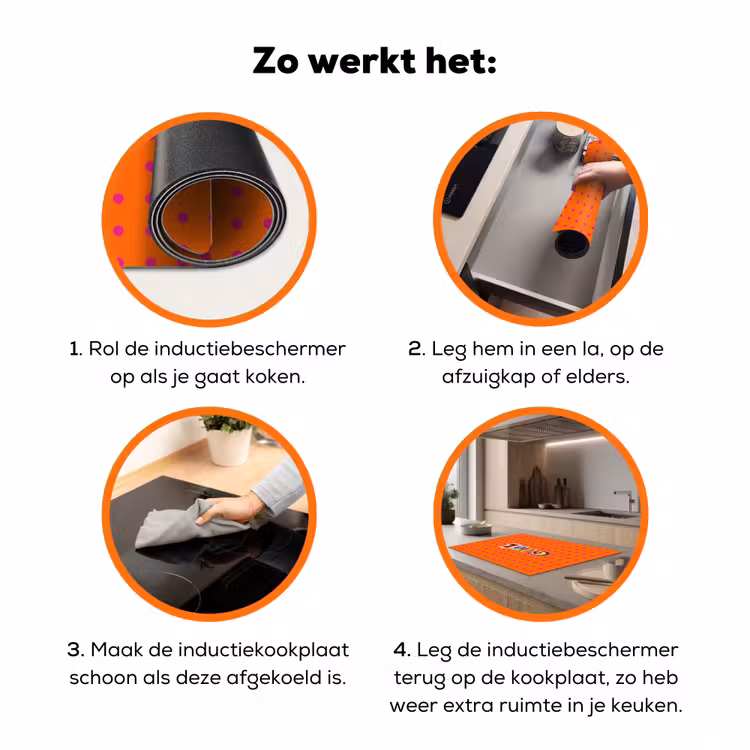Cool - Stippen - Oranje Inductie beschermer vinyl 3mm klein -zzzzzzz-td-werking