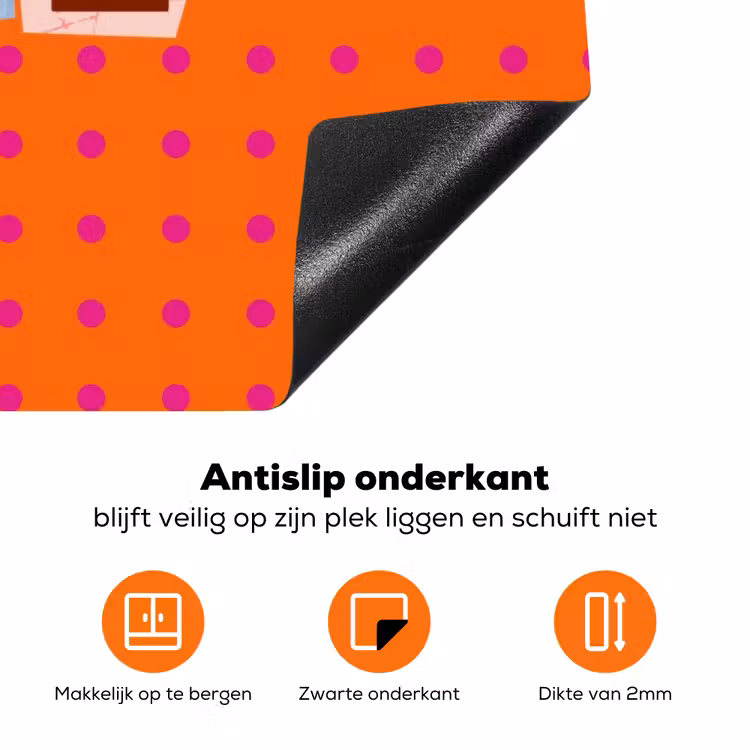 Cool - Stippen - Oranje Inductie beschermer vinyl 3mm klein -zzzzzzz-td-onderkant