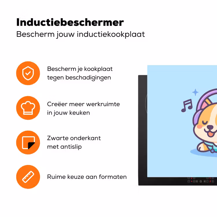 Corgi - Koptelefoon - Blauw - Muzieknoten Inductie beschermer vinyl 3mm klein -zzzzzzz-td-ups