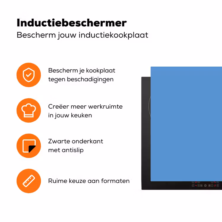 Cornflower - Blue - Blauw Inductie beschermer vinyl 3mm klein 276 -zzzzzzz-td-ups