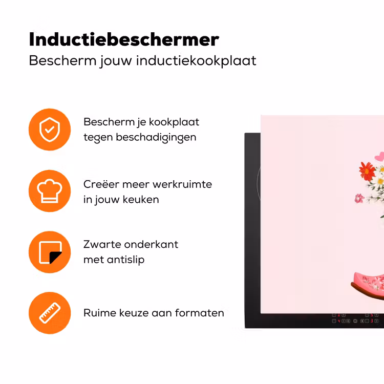 Cowboylaarzen - Roze - Boeket - Bloemen Inductie beschermer vinyl 3mm klein -zzzzzzz-td-ups