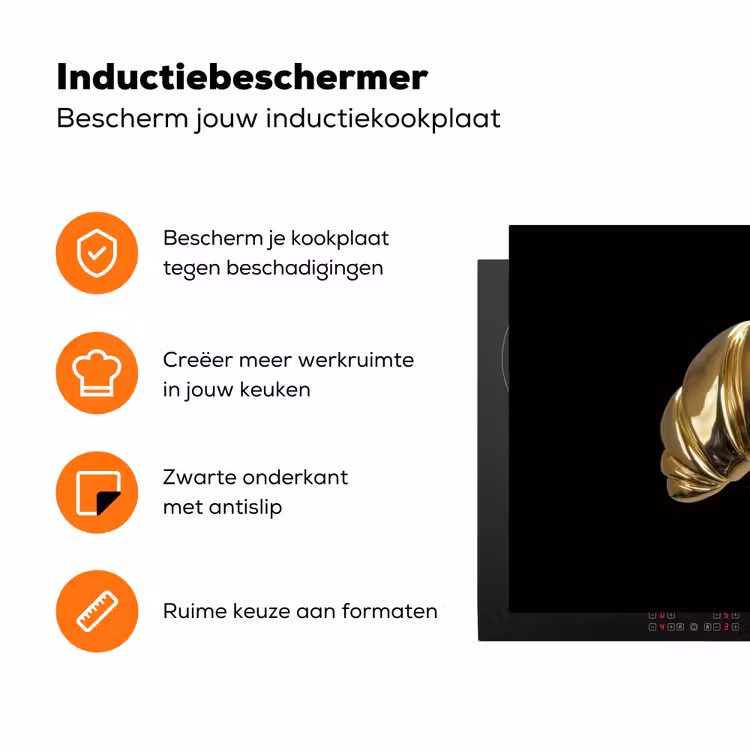 Croissant - Brood - Goud - Zwart Inductie beschermer vinyl 3mm klein -zzzzzzz-td-ups