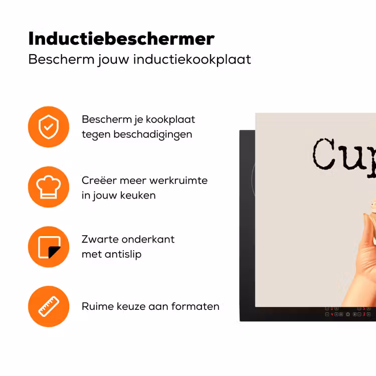 Cupcake - Zoet - Kers Inductie beschermer vinyl 3mm klein -zzzzzzz-td-ups
