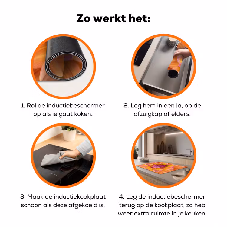 Dahlia - Bloem - Oranje Inductie beschermer vinyl 3mm klein -zzzzzzz-td-werking
