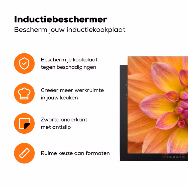 Dahlia - Bloem - Oranje Inductie beschermer vinyl 3mm klein -zzzzzzz-td-ups