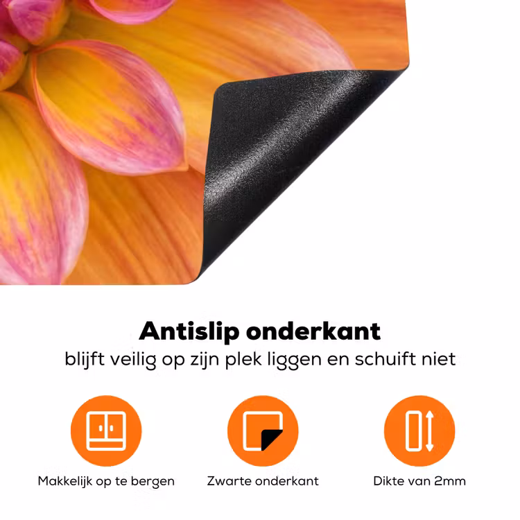 Dahlia - Bloem - Oranje Inductie beschermer vinyl 3mm klein -zzzzzzz-td-onderkant