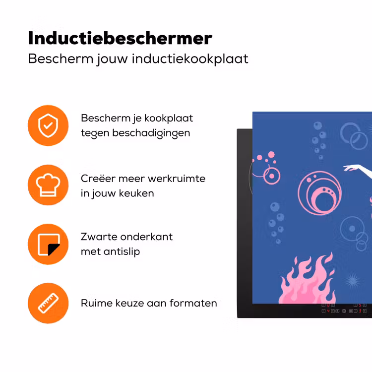 Danseres - Vlammenrok - Abstract - Roze - Blauw Inductie beschermer vinyl 3mm klein -zzzzzzz-td-ups