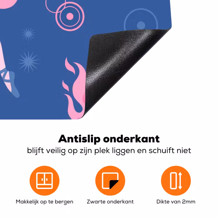 Danseres - Vlammenrok - Abstract - Roze - Blauw Inductie beschermer vinyl 3mm klein -zzzzzzz-td-onderkant