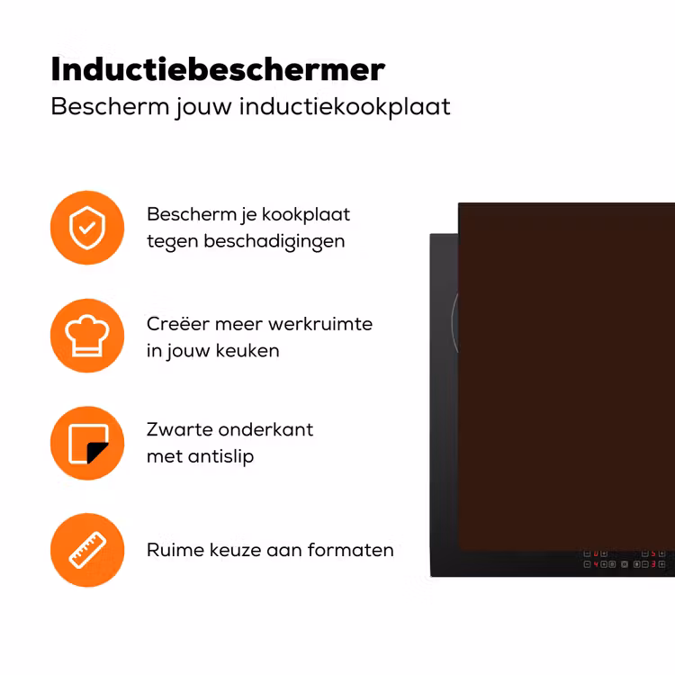 Dark - Chocolate - Bruin Inductie beschermer vinyl 3mm klein 276 -zzzzzzz-td-ups