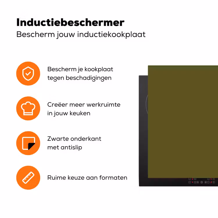 Dark - Olive - Groen Inductie beschermer vinyl 3mm klein 276 -zzzzzzz-td-ups