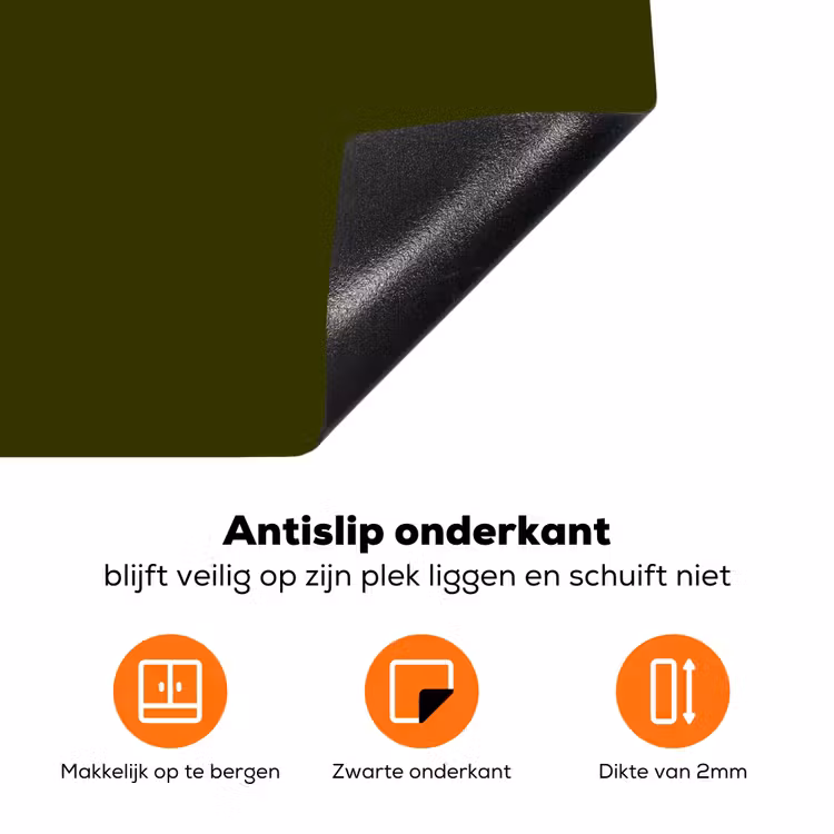 Dark  - Olive - Groen Inductie beschermer vinyl 3mm klein 276 -zzzzzzz-td-onderkant