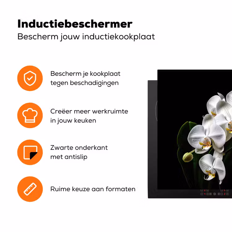Dauwdruppels op Witte Orchideeën Inductie beschermer vinyl 3mm klein -zzzzzzz-td-ups