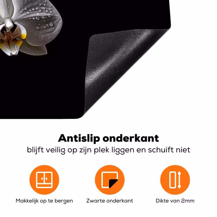 Dauwdruppels op Witte Orchideeën Inductie beschermer vinyl 3mm klein -zzzzzzz-td-onderkant