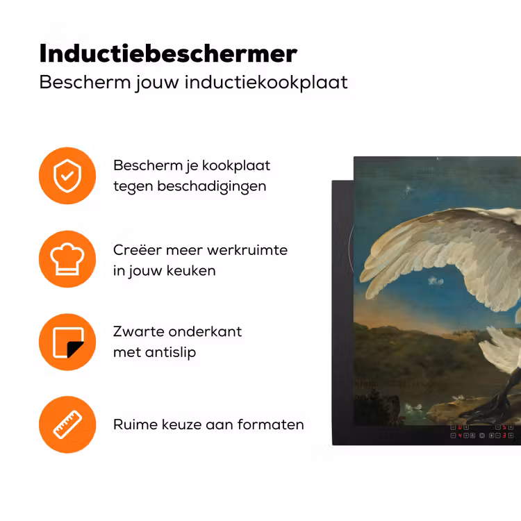 De bedreigde zwaan - Schilderij van Jan Asselijn Inductie beschermer vinyl 3mm klein -zzzzzzz-td-ups