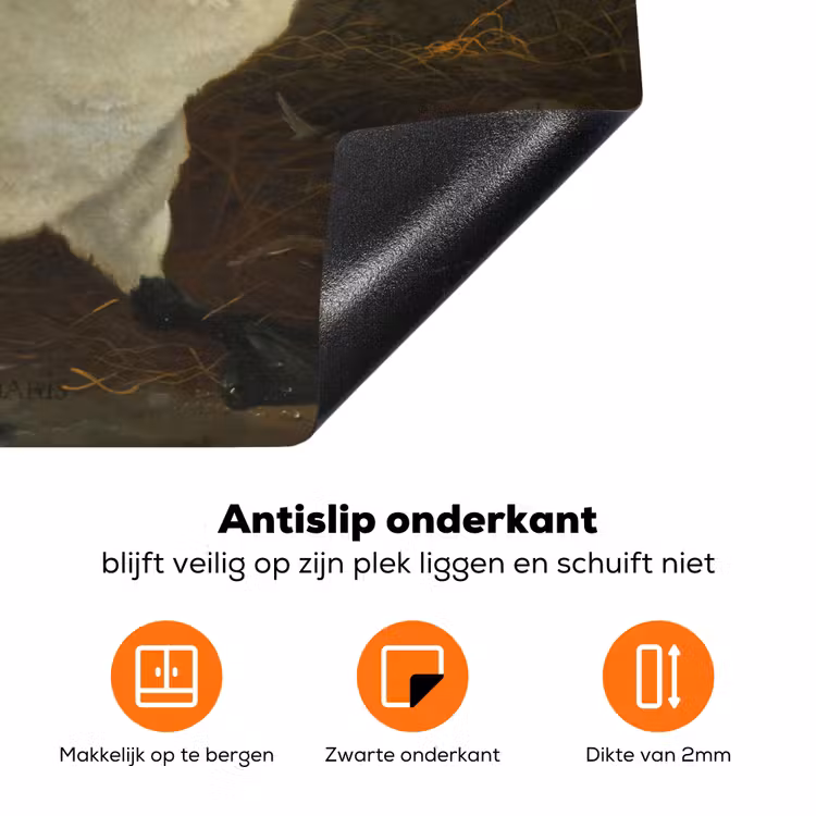 De bedreigde zwaan - Schilderij van Jan Asselijn Inductie beschermer vinyl 3mm klein -zzzzzzz-td-onderkant