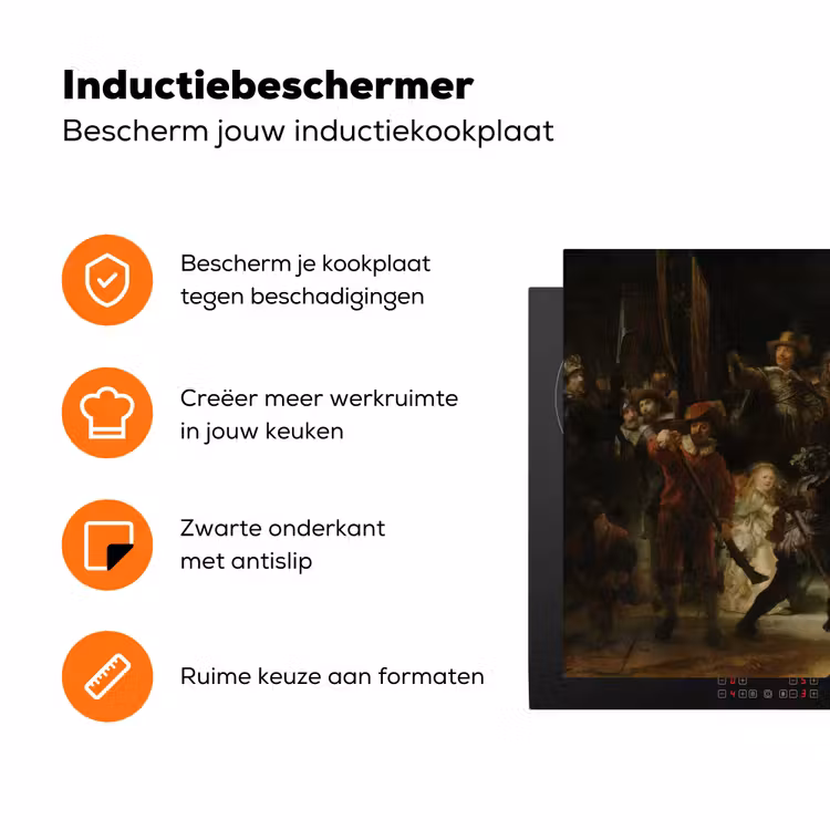De Nachtwacht - Kunst - Oude meesters - Rembrandt Inductie beschermer vinyl 3mm klein -zzzzzzz-td-ups