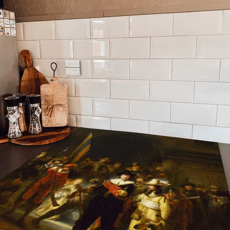 De Nachtwacht - Rembrandt van Rijn Inductie beschermer vinyl 3mm middel -sfeer3