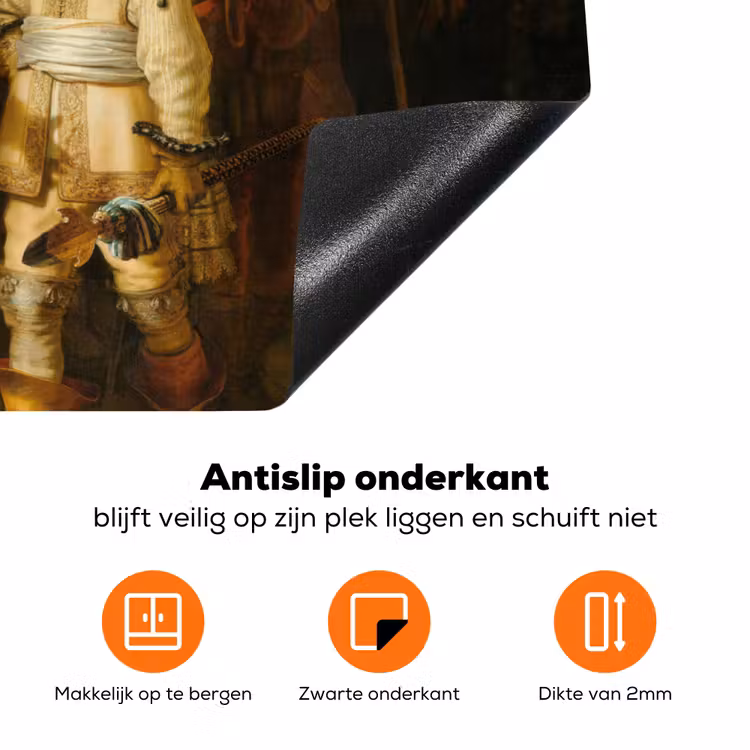 De Nachtwacht - Schilderij van Rembrandt van Rijn Inductie beschermer vinyl 3mm klein -zzzzzzz-td-onderkant