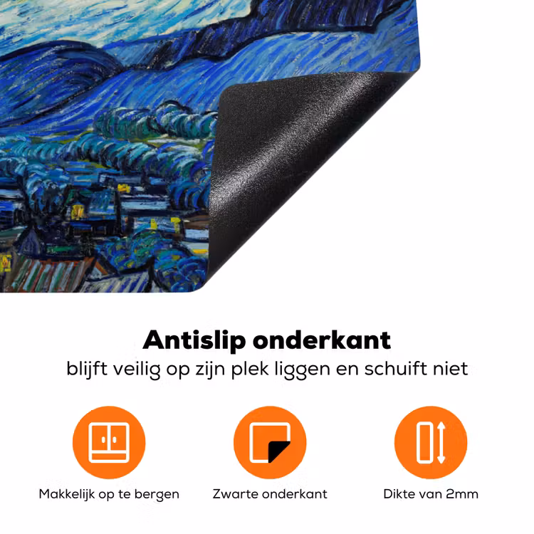 De sterrennacht - Vincent van Gogh Inductie beschermer vinyl 3mm klein -zzzzzzz-td-onderkant