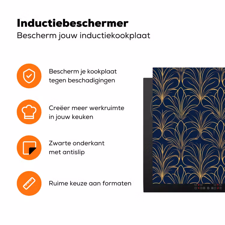 Deco - Waaier - Blauw Inductie beschermer vinyl 3mm klein 276 -zzzzzzz-td-ups