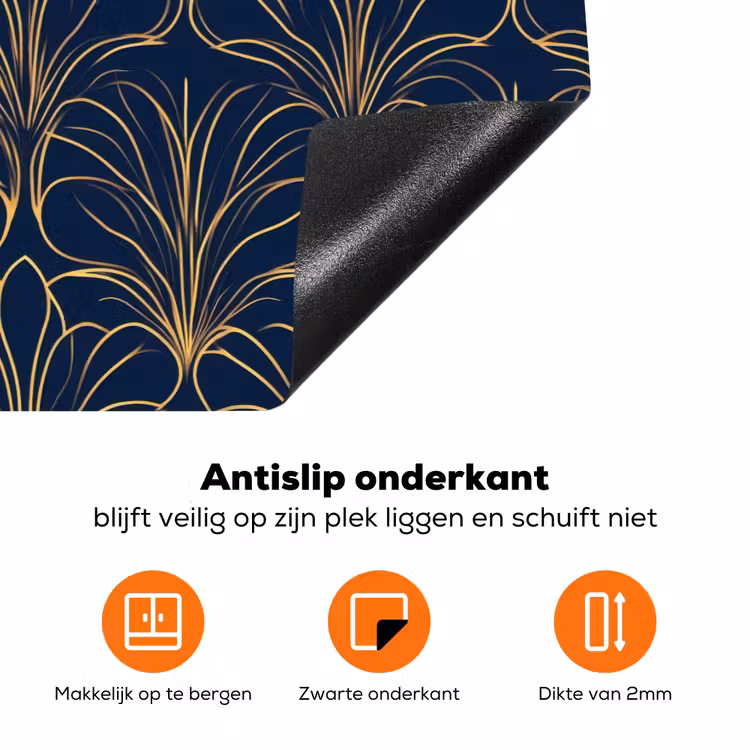 Deco - Waaier - Blauw Inductie beschermer vinyl 3mm klein 276 -zzzzzzz-td-onderkant
