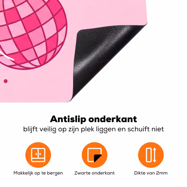 Decoratie - Disco-bal - Feest - Roze Inductie beschermer vinyl 3mm klein -zzzzzzz-td-onderkant