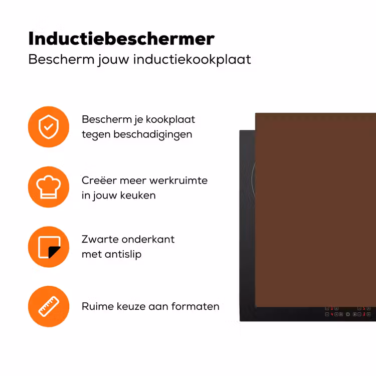 Deep - Clay - Brown - Bruin Inductie beschermer vinyl 3mm klein 276 -zzzzzzz-td-ups