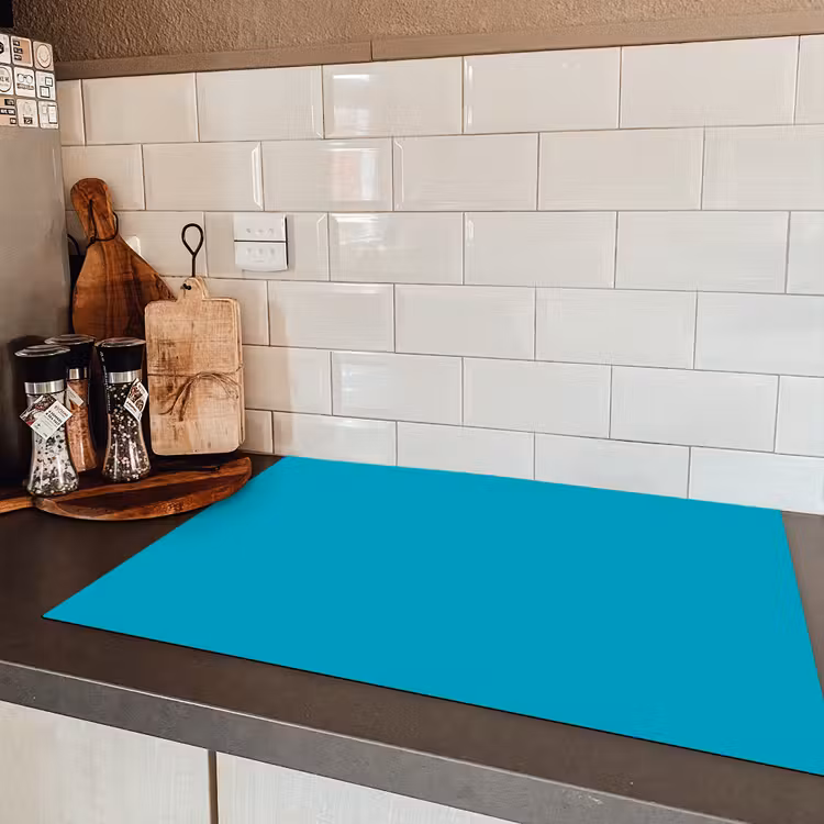 Deep - Turquoise - Turkoois Inductie beschermer vinyl 3mm klein 276 -sfeer3
