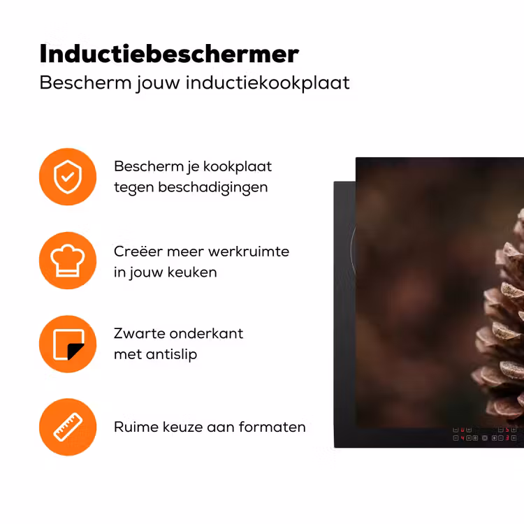 Dennenappel - Bos - Herfst - Bruin - Sfeervol Inductie beschermer vinyl 3mm klein -zzzzzzz-td-ups