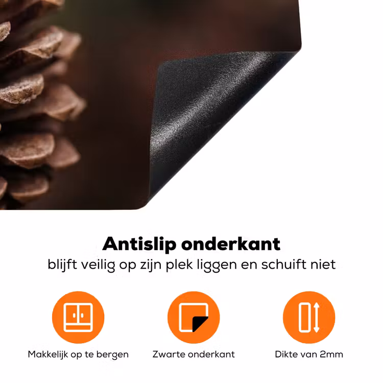 Dennenappel - Bos - Herfst - Bruin - Sfeervol Inductie beschermer vinyl 3mm klein -zzzzzzz-td-onderkant