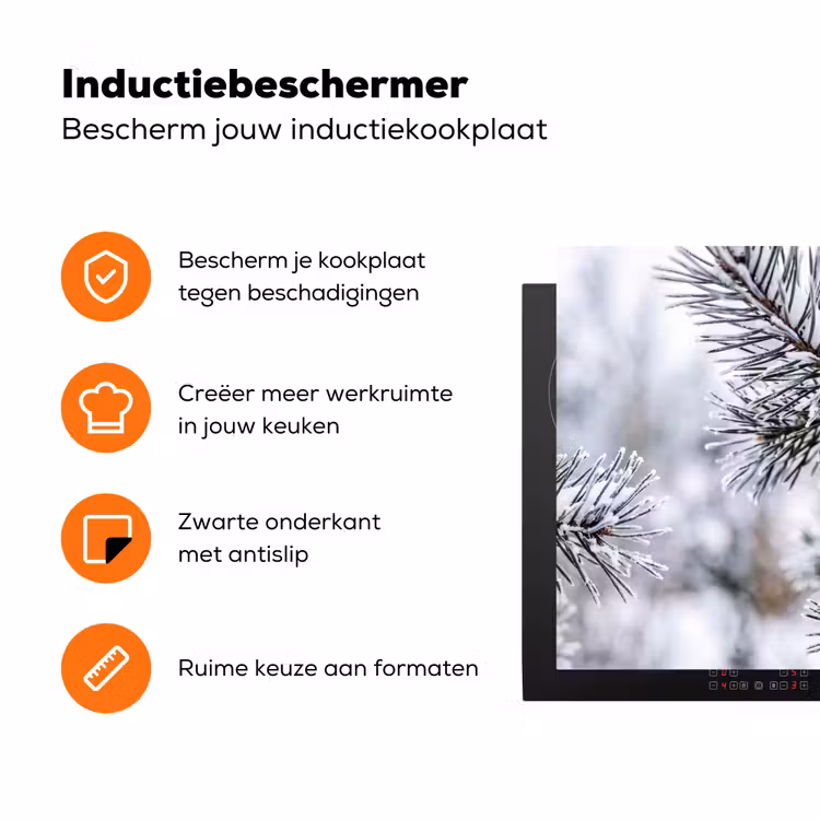 Dennenappel - Tak - Sneeuw - Winter - Sfeervol Inductie beschermer vinyl 3mm klein -zzzzzzz-td-ups