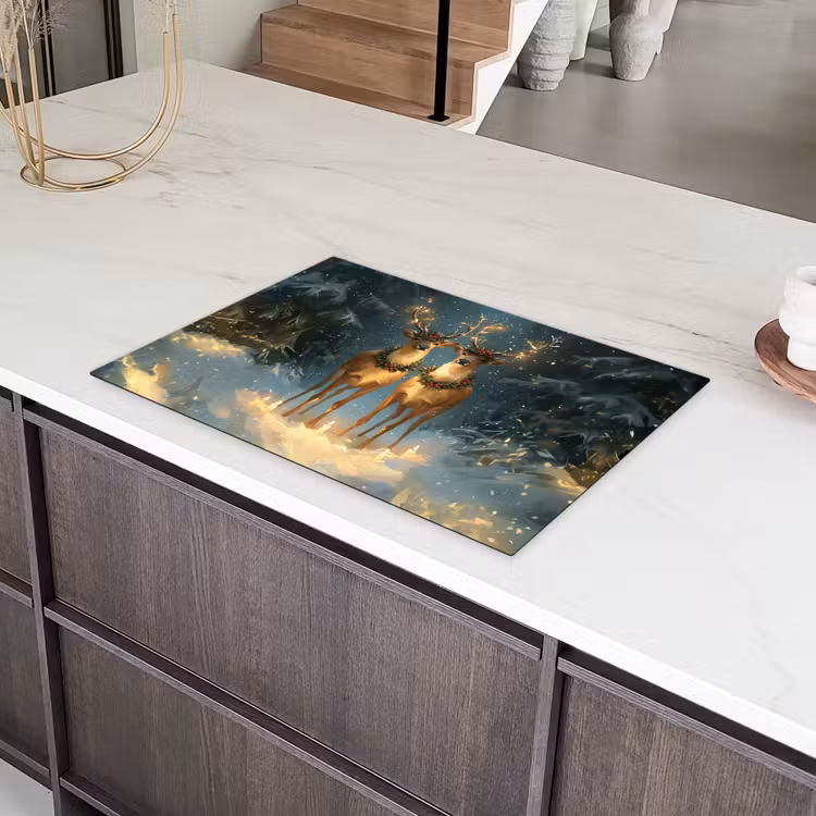 Dennensprookje - Rendier - Nacht Inductie beschermer vinyl 3mm klein -sfeer8