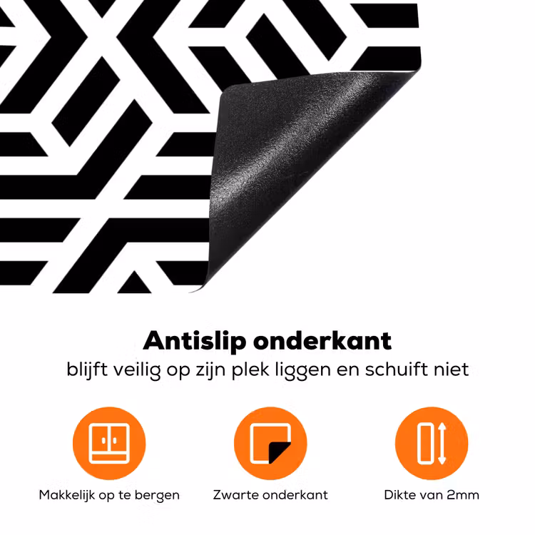 Design - Geometrie - Patroon - Zwart - Wit Inductie beschermer vinyl 3mm klein 276 -zzzzzzz-td-onderkant