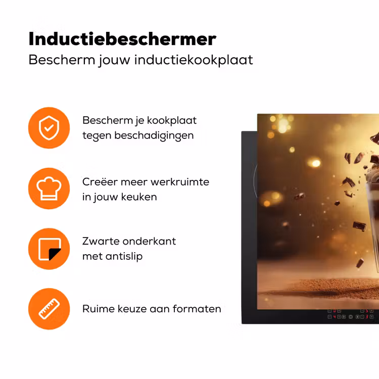 Dessert - Chocolade - Zoet - Eten Inductie beschermer vinyl 3mm klein -zzzzzzz-td-ups